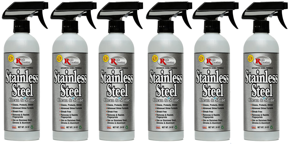 Rock Doctor Stainless Steel Cleaner and Protectant, Streak-Free Cleaning Solution for Chrome and Aluminum Appliances or Surfaces, Smudge Resistant Shine, 24 oz. Spray Bottle (6)