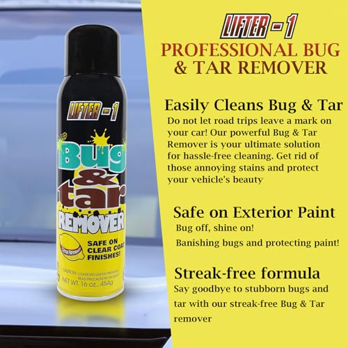 Bug and Tar Remover for Cars, Trucks, RVs, and SUVs, Fresh Citrus Spray for Stuck On Grime, bug remover for cars exterior, Streak Free Shine, Tar remover for car –16 fl oz Pack of 1