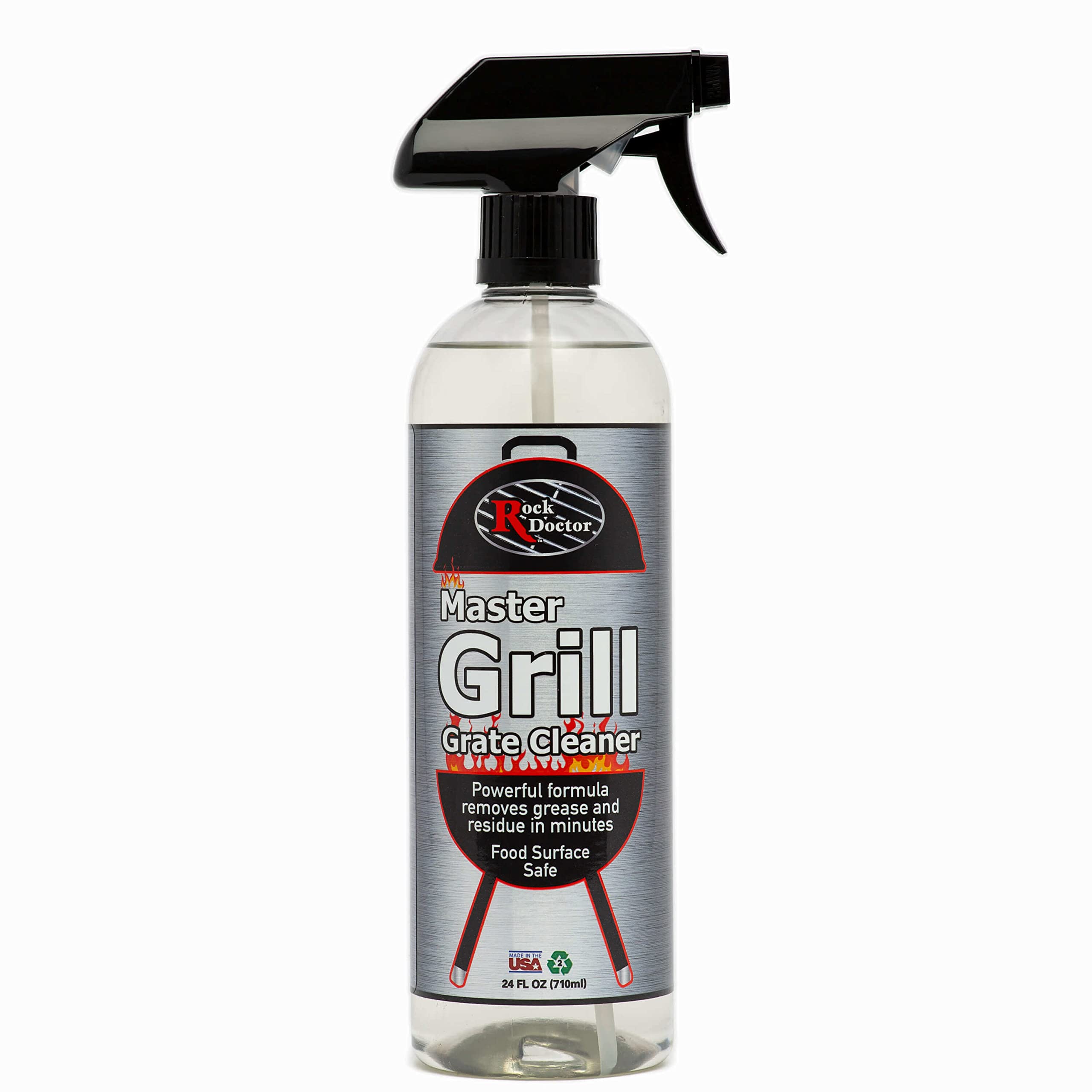 Rock Doctor Master Grill Grate Cleaner, 24 oz. Cleaning Spray for Drip Pans, Oven Grates, Smokers, and Components, Non-Abrasive Liquid Solution Removes Grease