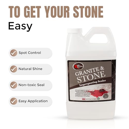 Rock Doctor Granite & Stone Impregnating Sealer – 64 oz | Stain Protection for Granite, Marble, Quartzite, Tile, Grout & Natural Stone | Covers 2000 Sq Ft | Indoor/Outdoor Use | Made in USA