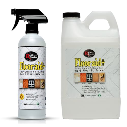 Flooraid Rock Doctor Multi-Surface Floor Cleaner Combo Pack, 64 oz and 24 oz – Cleans Vinyl, Ceramic Tile, and Stone