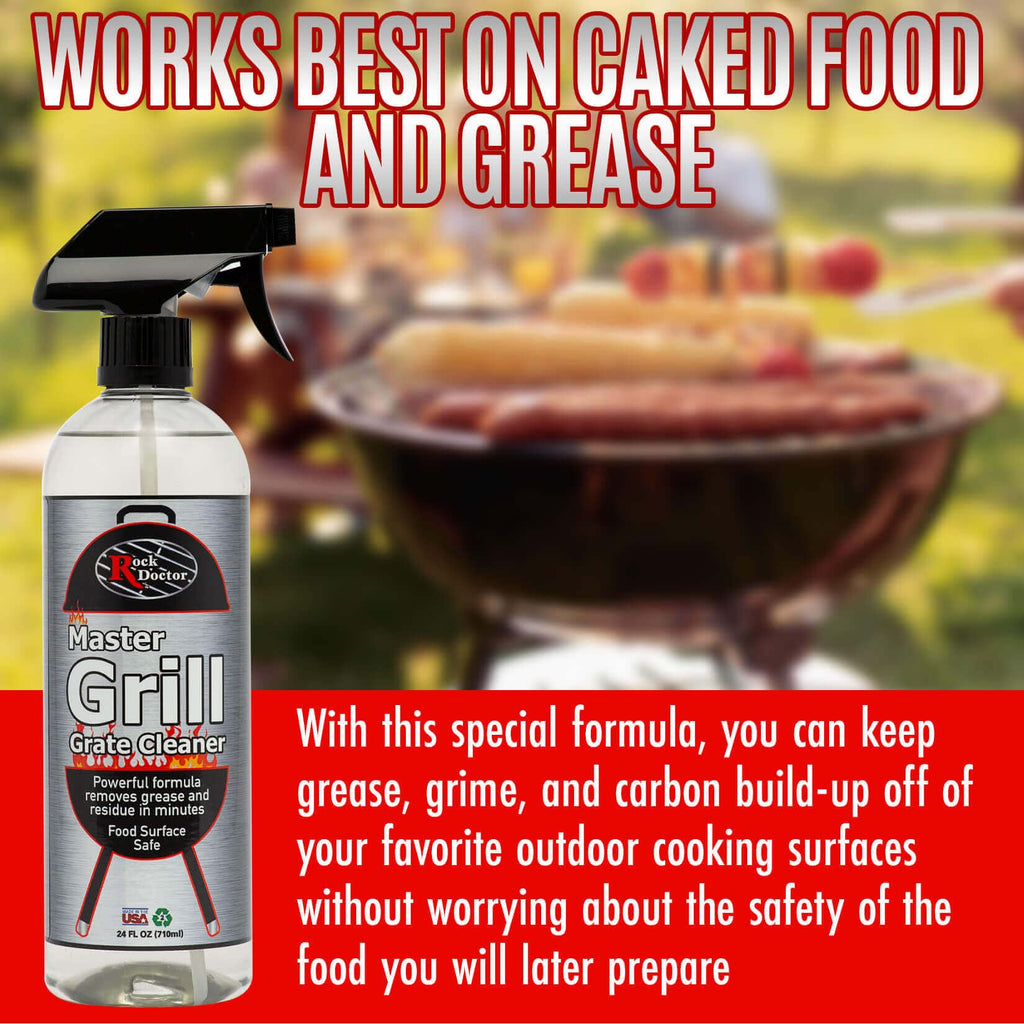 Rock Doctor Master Grill Grate Cleaner, 24 oz. Cleaning Spray for Drip Pans, Oven Grates, Smokers, and Components, Non-Abrasive Liquid Solution Removes Grease