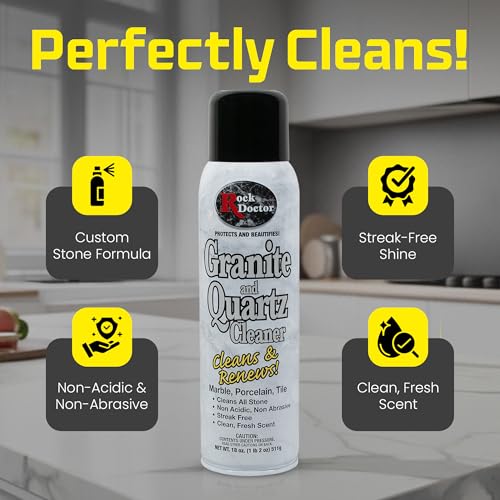 Rock Doctor Granite & Quartz Cleaner Spray 18 oz. Can, Cleans Tile, Marble, Kitchen Countertop, and Natural Stone Surfaces, Streak-Free Shine - Pack of 4