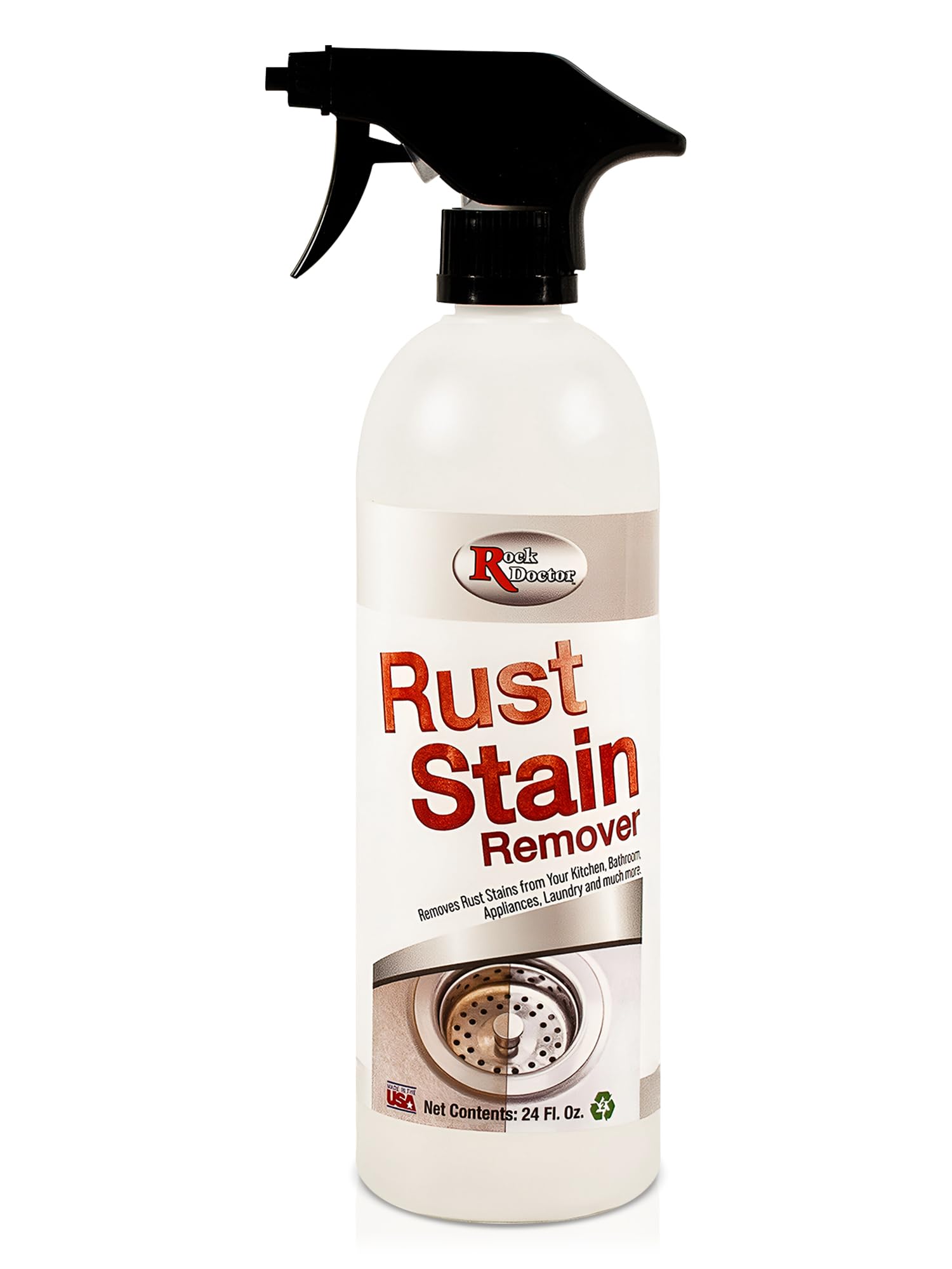 Rock Doctor Rust Stain Remover Spray - Professional-Strength 24oz- Instantly Dissolves Rust & Metal Stains on Sinks, Toilets, Bathtubs, Fabric, Carpet, Appliances, Lime & Rust Removers