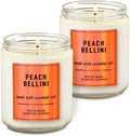 White Barn - Bath & Body Works - Peach Bellini - Single Wick Scented Candle with Essential Oils 7 oz / 198 g Each Pack of 2