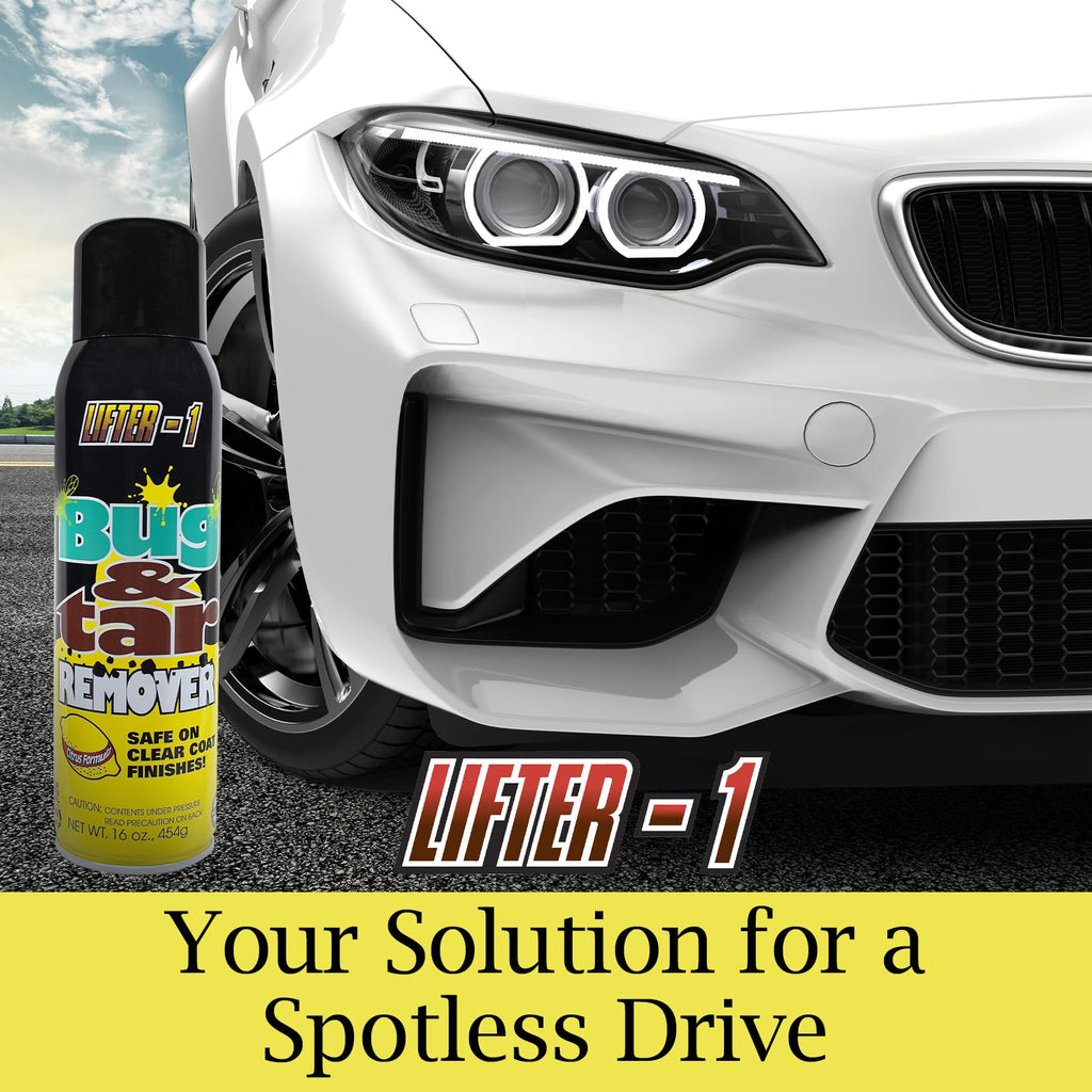 LIFTER-1 Bug and Tar Remover for Cars, Trucks, RVs, and SUVs, Fresh Citrus Spray for Stuck On Grime, Clean Auto Detailing Accessory, Streak Free Shine, Safe on Exterior Paint