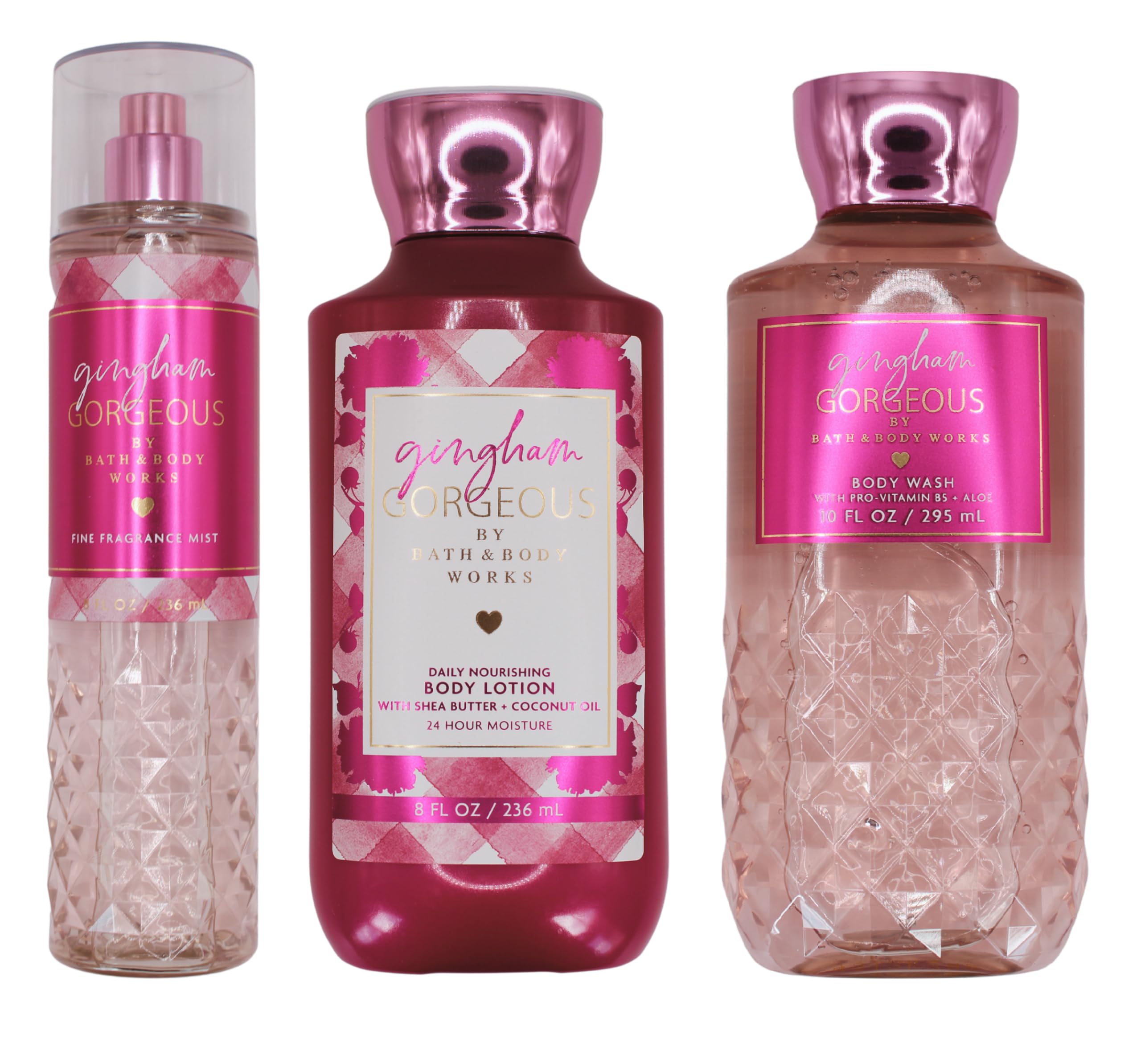Bath & Body Works Gingham Gorgeous Trio Gift Set - Fragrance Mist - Body Lotion - Shower Gel - Full Size