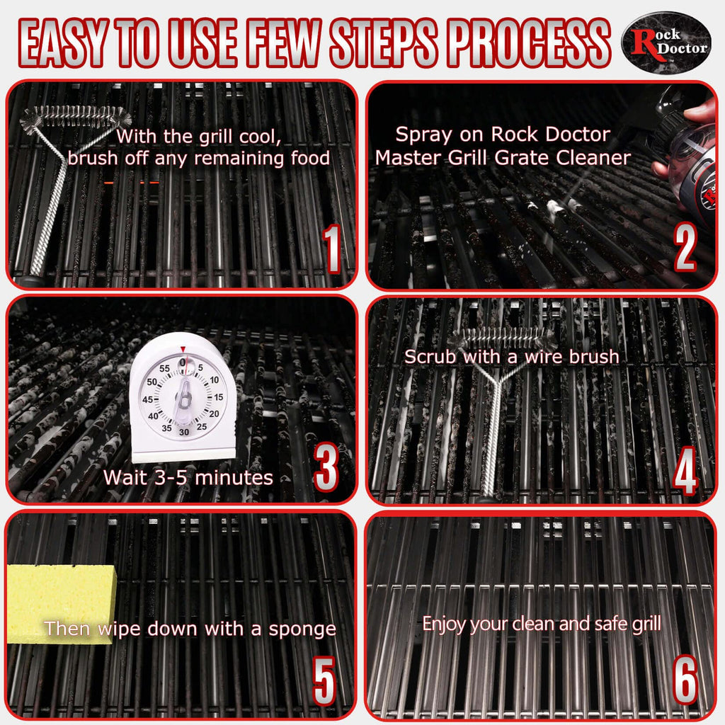 Rock Doctor Master Grill Grate Cleaner, 24 oz. Cleaning Spray for Drip Pans, Oven Grates, Smokers, and Components, Non-Abrasive Liquid Solution Removes Grease