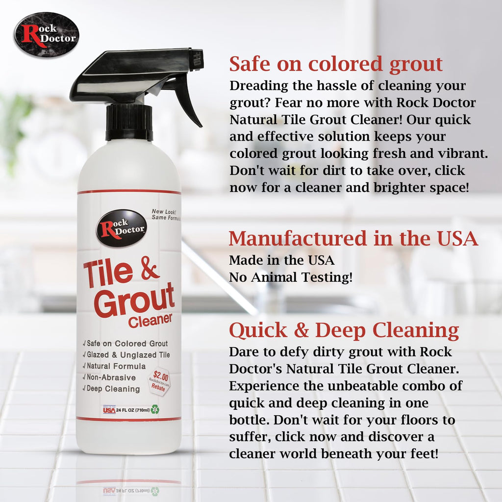 Rock Doctor Natural Tile and Grout Cleaner, Remove Stains Dirt, Oil, and Soap Scum, Heavy Duty Non-Abrasive Tile Cleaner, Natural Formula, Pack of 2