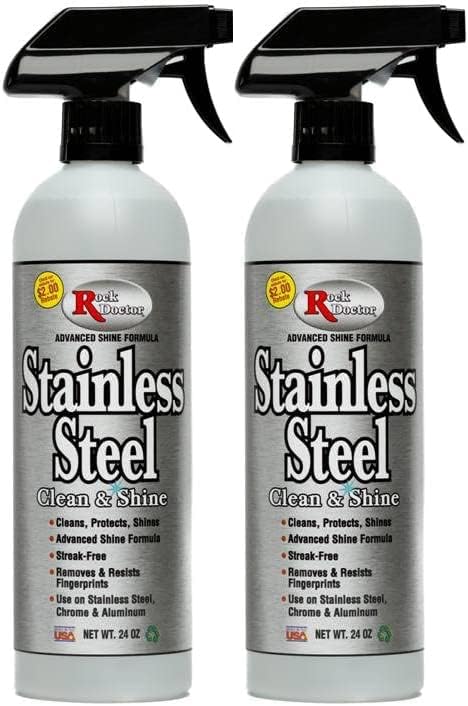 Rock Doctor Stainless Steel Cleaner and Polish, Streak-Free Cleaning Solution for Chrome and Aluminium, Stainless Appliance Cleaner, Stainless Steel Cooktop Cleaner, 24 oz. Spray Bottle, Pack of 2