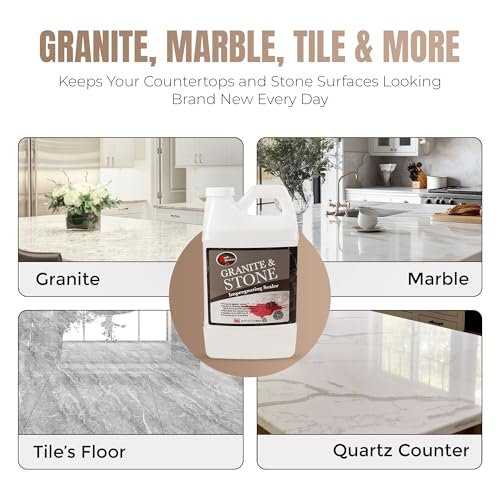 Rock Doctor Granite & Stone Impregnating Sealer – 64 oz | Stain Protection for Granite, Marble, Quartzite, Tile, Grout & Natural Stone | Covers 2000 Sq Ft | Indoor/Outdoor Use | Made in USA