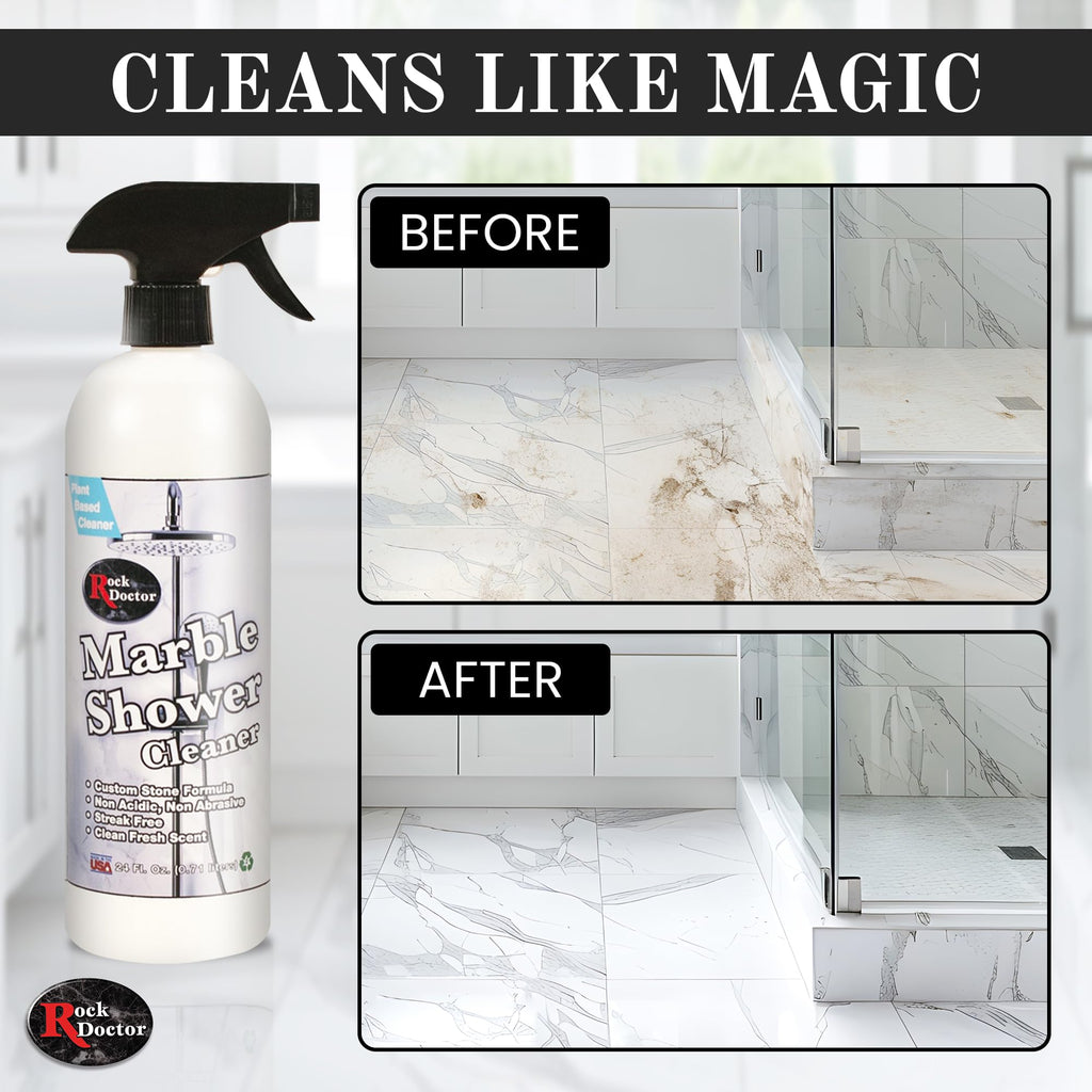 Rock Doctor Granite & Quartz Marble Shower Cleaner Spray, Shower & Tile Cleaner, Soap and Scum Remover, Works on Ceramic Tile, Hard Water Stain Remover, 24.oz Pack of 1
