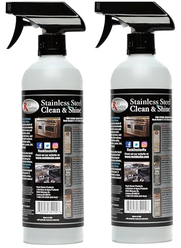 Rock Doctor Stainless Steel Cleaner and Polish, Streak-Free Cleaning Solution for Chrome and Aluminium, Stainless Appliance Cleaner, Stainless Steel Cooktop Cleaner, 24 oz. Spray Bottle, Pack of 2