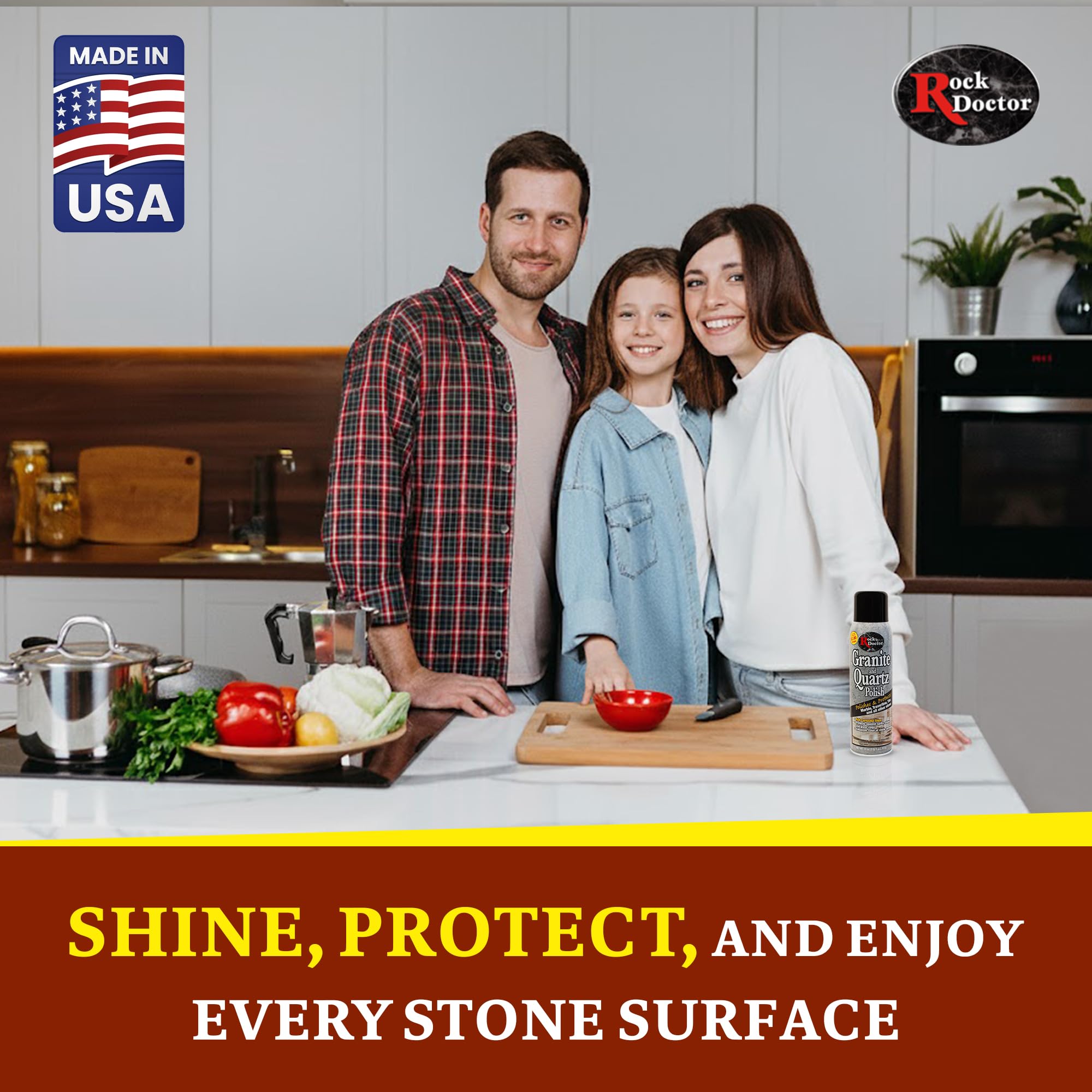 Rock Doctor Granite Polish Spray and Surface,18oz.Can Polish Tile, Marble, Kitchen Countertop, and Natural Stone Surfaces, Radiant Shine