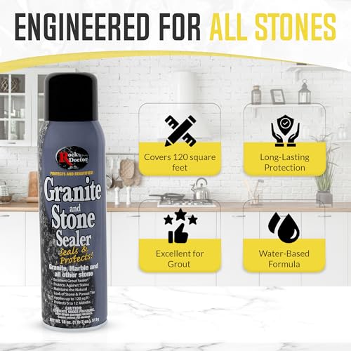 Rock Doctor Granite Sealer for Marble, Stone, and Tile Countertops, Vibrant Shine with Stain Resistant Moisture Protection, Interior and Exterior Use, Pack of 2
