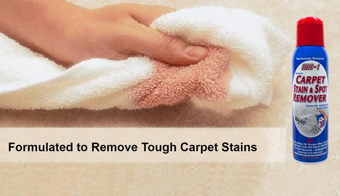 LIFTER-1 Carpet Spot Remover, Stain and Red wine Remover, and Spot Treatment for Oil, Grease, Urine, Cleaning Performance for Rugs, Upholstery, Fabrics Pack of 2