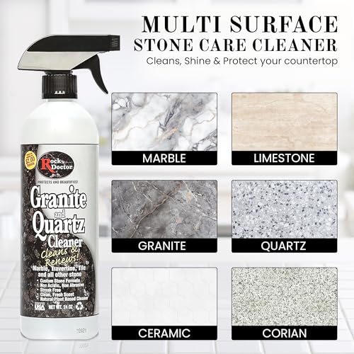 Rock Doctor Granite and Quartz Cleaner 64oz. Cleans Tile, Marble, Kitchen Countertop, and Natural Stone Surfaces, Streak-Free Shine Pack of 1