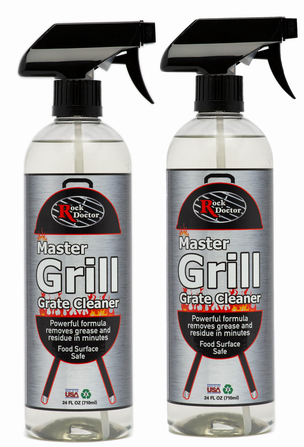 Rock Doctor Grill & Grate Cleaner 24oz. 2-Pk Food Surface Safe, Powerful Foaming Action, No Fumes, Fast Acting Formula Removes Grease, Grime