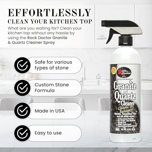 Rock Doctor Granite and Quartz Cleaner 64oz. Cleans Tile, Marble, Kitchen Countertop, and Natural Stone Surfaces, Streak-Free Shine Pack of 1