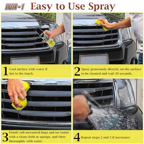 Bug and Tar Remover for Cars, Trucks, RVs, and SUVs, Fresh Citrus Spray for Stuck On Grime, bug remover for cars exterior, Streak Free Shine, Tar remover for car –16 fl oz Pack of 1