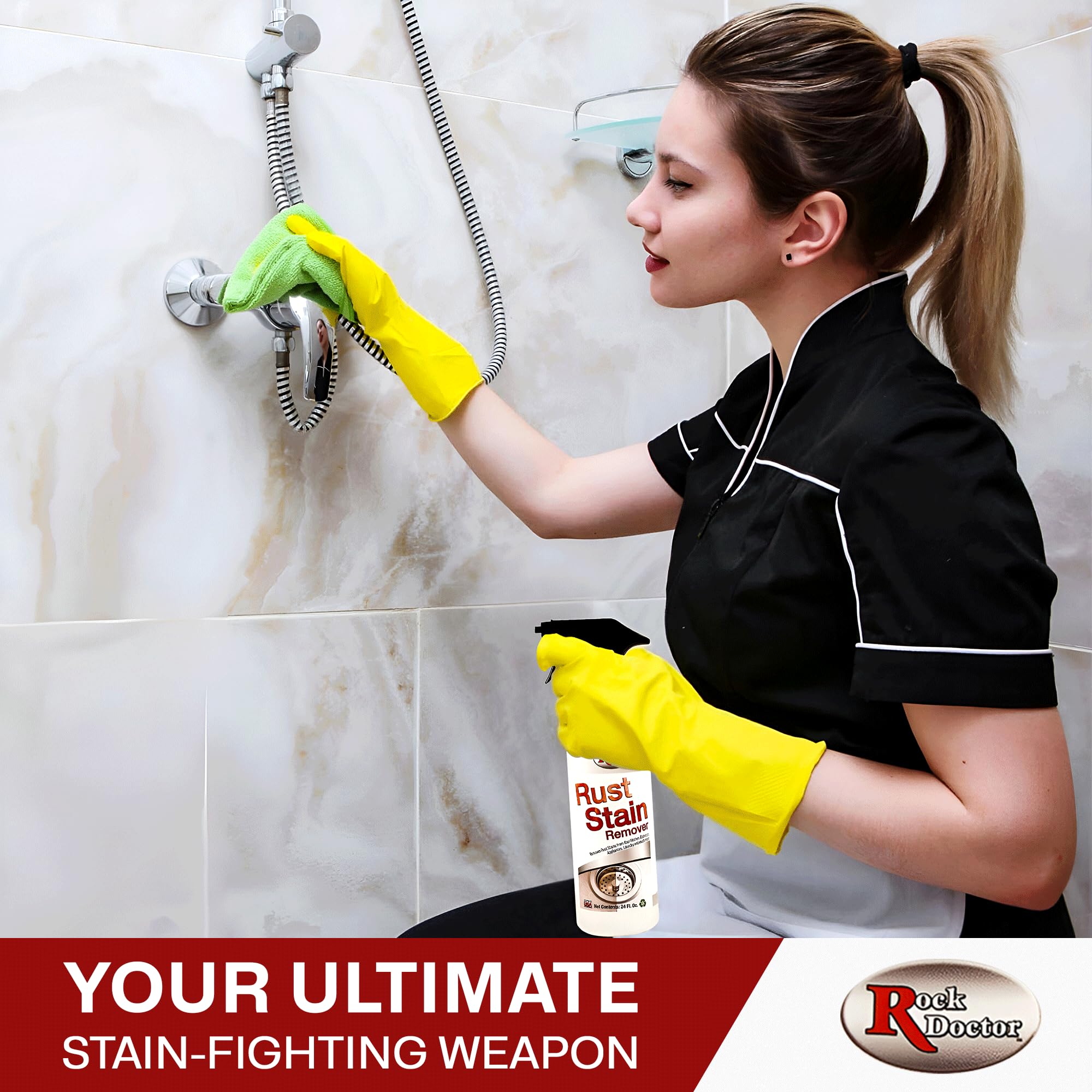 Rock Doctor Rust Stain Remover Spray - Professional-Strength 24oz- Instantly Dissolves Rust & Metal Stains on Sinks, Toilets, Bathtubs, Fabric, Carpet, Appliances, Lime & Rust Removers