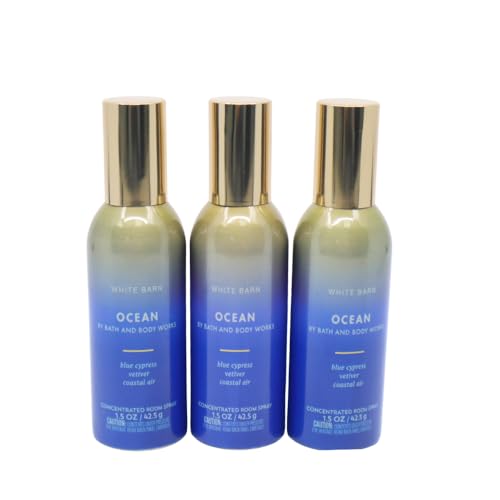 Bath & Body Works OCEAN Concentrated Room Spray Gift Set with a Blue Bow for Holiday 1.5 oz – Pack of 3