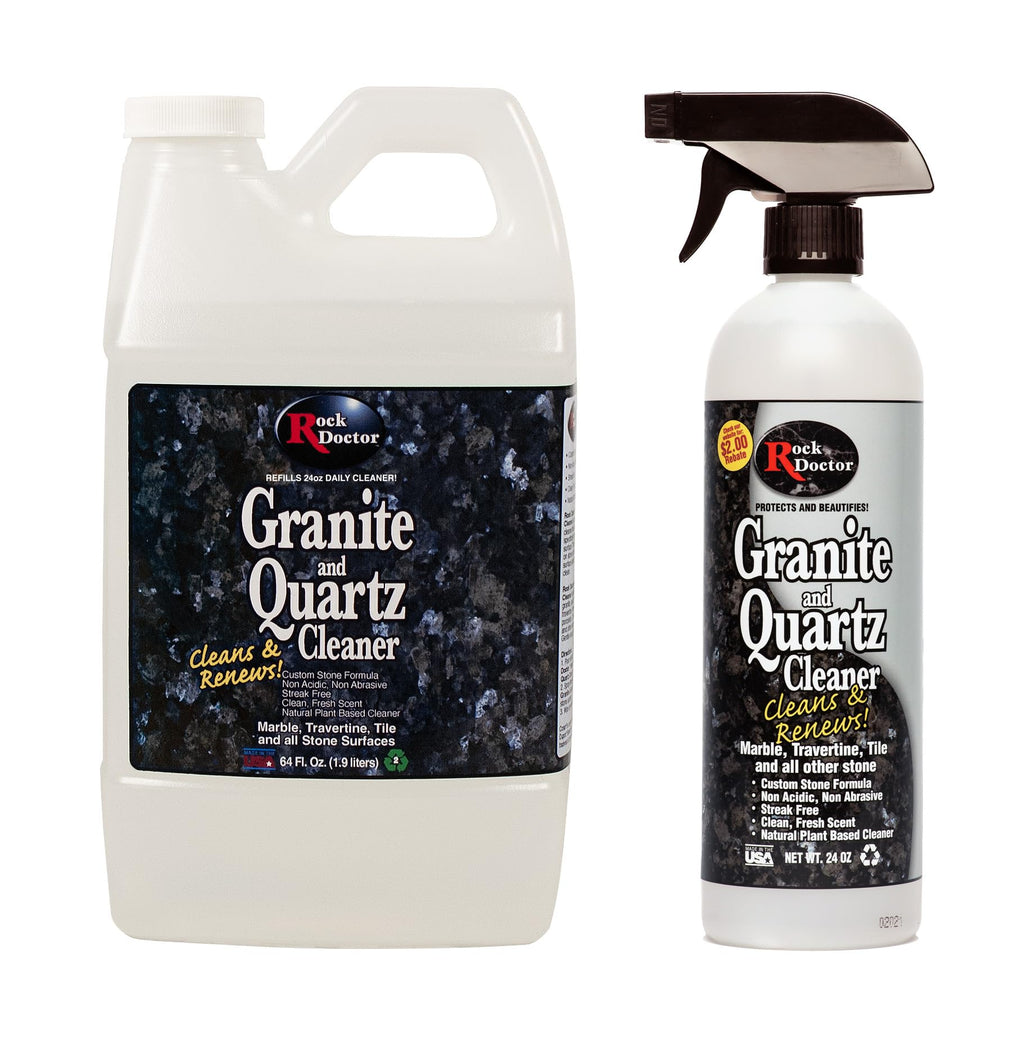 Rock Doctor Granite and Quartz Cleaner kit 64oz and 24oz. Cleans Tile, Marble, Kitchen Countertop, and Natural Stone Surfaces, Streak-Free Shine