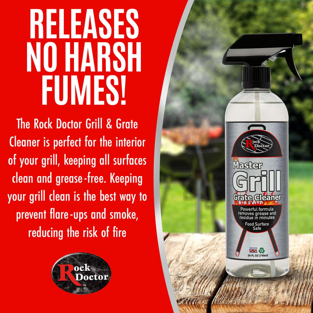 Rock Doctor Master Grill Grate Cleaner, 24 oz. Cleaning Spray for Drip Pans, Oven Grates, Smokers, and Components, Non-Abrasive Liquid Solution Removes Grease