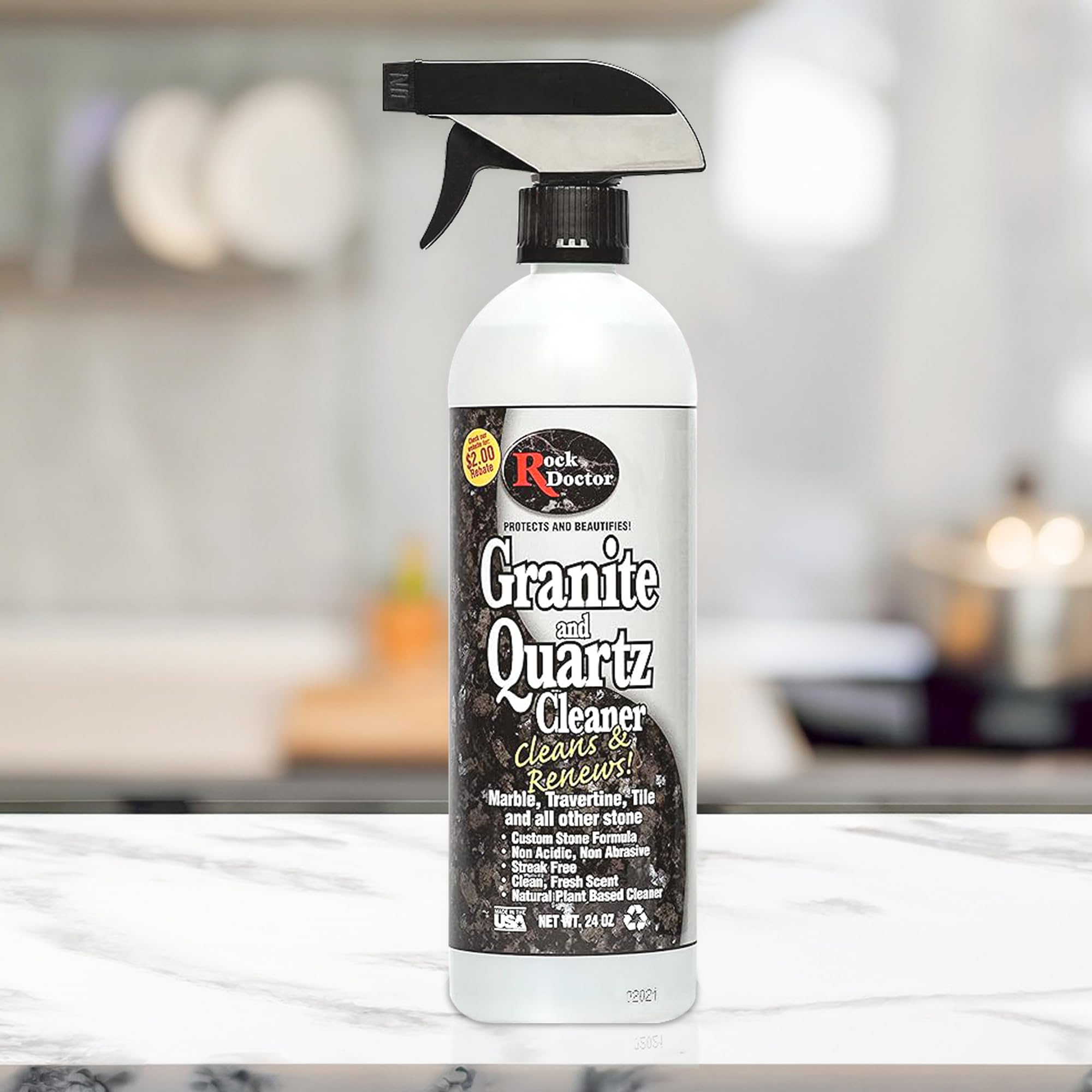 Rock Doctor Granite and Quartz Cleaner kit 64oz and 24oz. Cleans Tile, Marble, Kitchen Countertop, and Natural Stone Surfaces, Streak-Free Shine