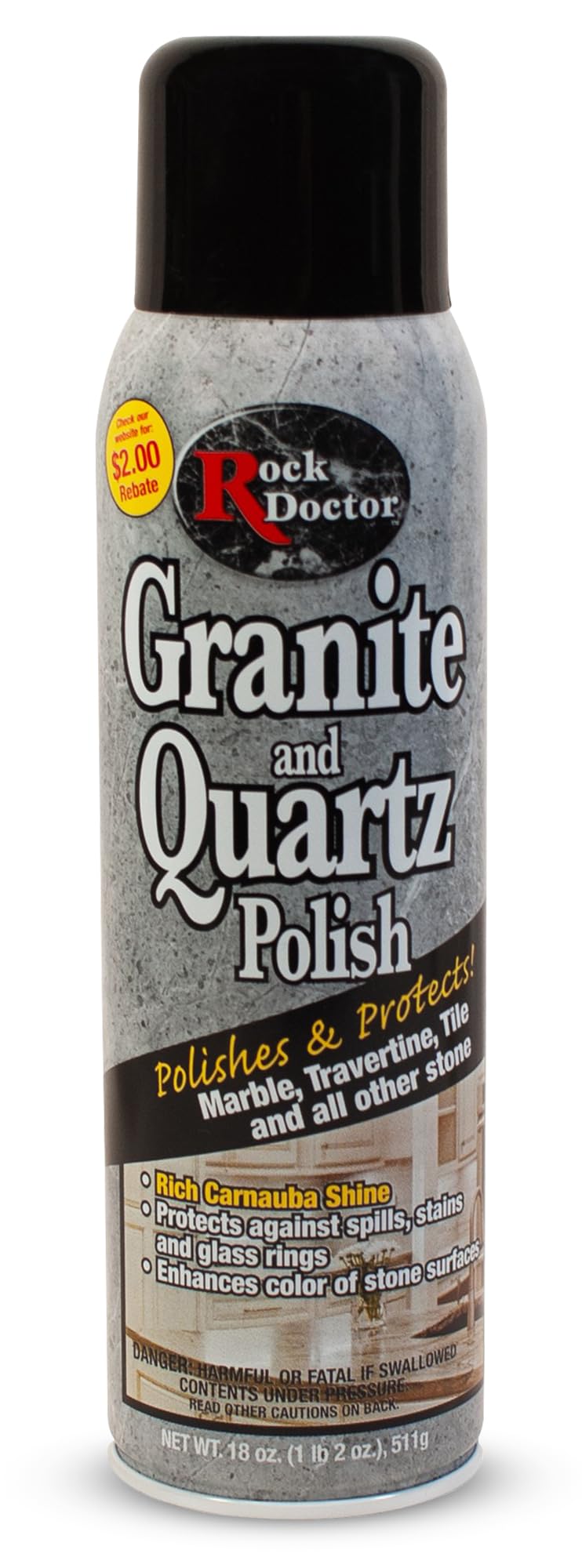 Rock Doctor Granite Polish Spray and Surface,18oz.Can Polish Tile, Marble, Kitchen Countertop, and Natural Stone Surfaces, Radiant Shine