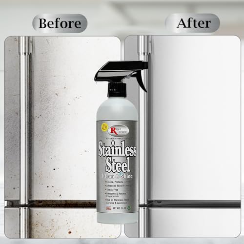 Rock Doctor Stainless Steel Cleaner and Protectant, Streak-Free Cleaning Solution for Chrome and Aluminum Appliances or Surfaces, Smudge Resistant Shine, 24 oz. Spray Bottle (6)