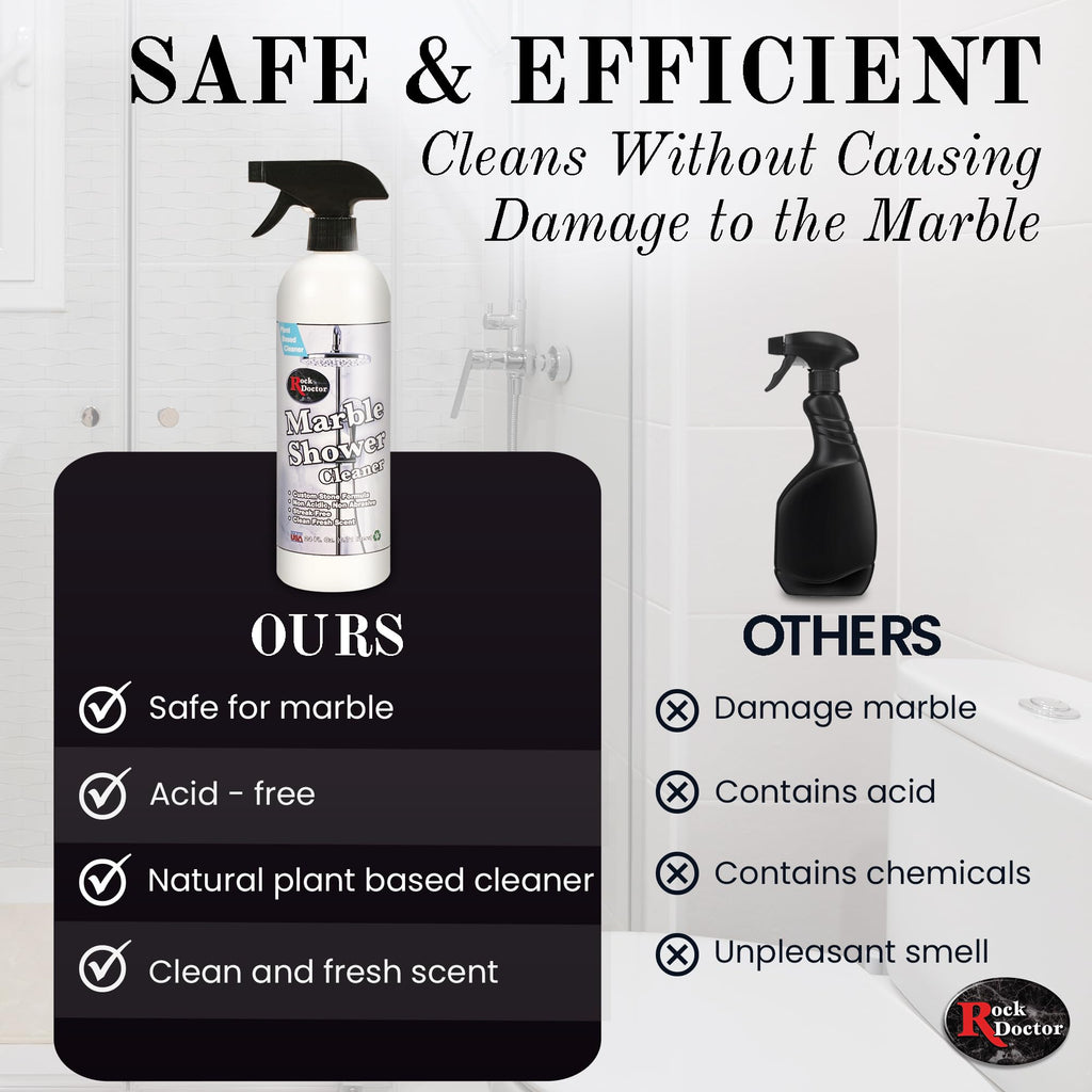 Rock Doctor Granite & Quartz Marble Shower Cleaner Spray, Shower & Tile Cleaner, Soap and Scum Remover, Works on Ceramic Tile, Hard Water Stain Remover, 24.oz Pack of 1