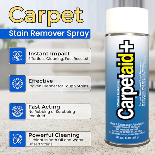 Carpet Aid Spot & Stain Remover, Removes Oil, Grease, Ink, Coffee, Pet Urine & Lipstick from Carpets, Rugs & Upholstery 10 Pk