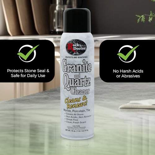 Rock Doctor Granite & Quartz Cleaner Spray 18 oz. Can, Cleans Tile, Marble, Kitchen Countertop, and Natural Stone Surfaces, Streak-Free Shine - Pack of 4