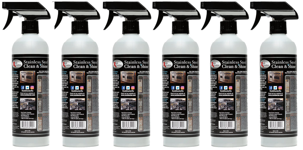 Rock Doctor Stainless Steel Cleaner and Protectant, Streak-Free Cleaning Solution for Chrome and Aluminum Appliances or Surfaces, Smudge Resistant Shine, 24 oz. Spray Bottle (6)