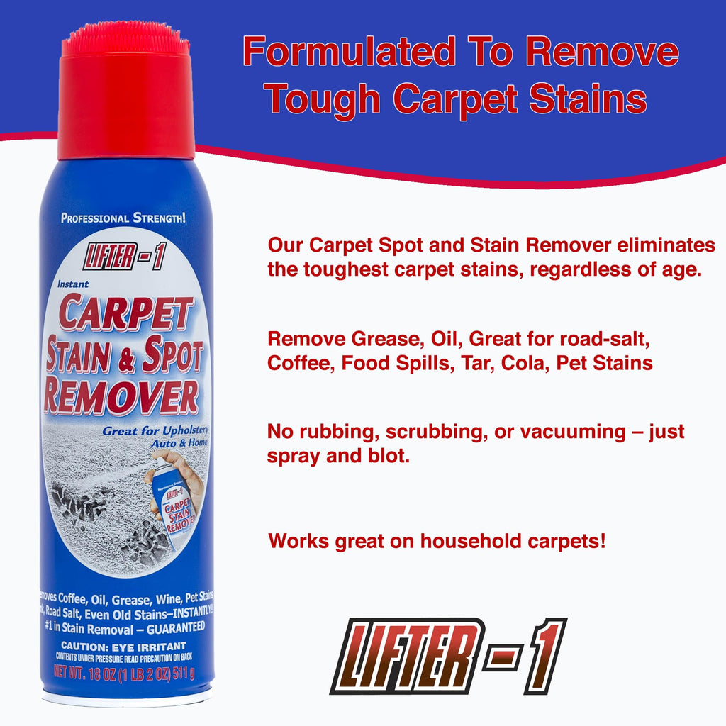 LIFTER-1 Carpet Spot Remover, Stain and Red wine Remover, and Spot Treatment for Oil, Grease, Urine, Cleaning Performance for Rugs, Upholstery, Fabrics Pack of 2