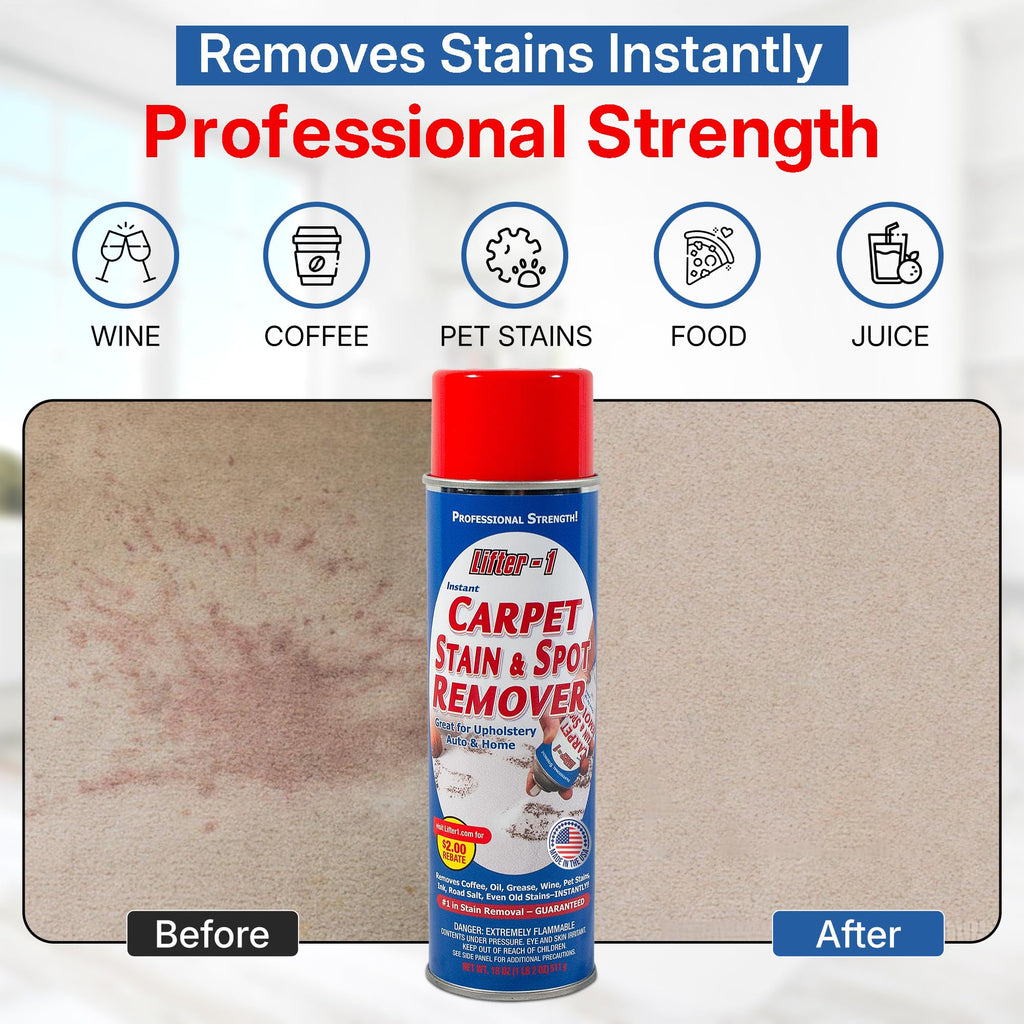 LIFTER-1 Carpet Spot Remover, Stain and Red wine Remover and Spot Treatment for Oil, Grease, Urine, Cleaning Performance for Rugs, Upholstery, Fabrics (18 Fl Oz (Pack of 1))