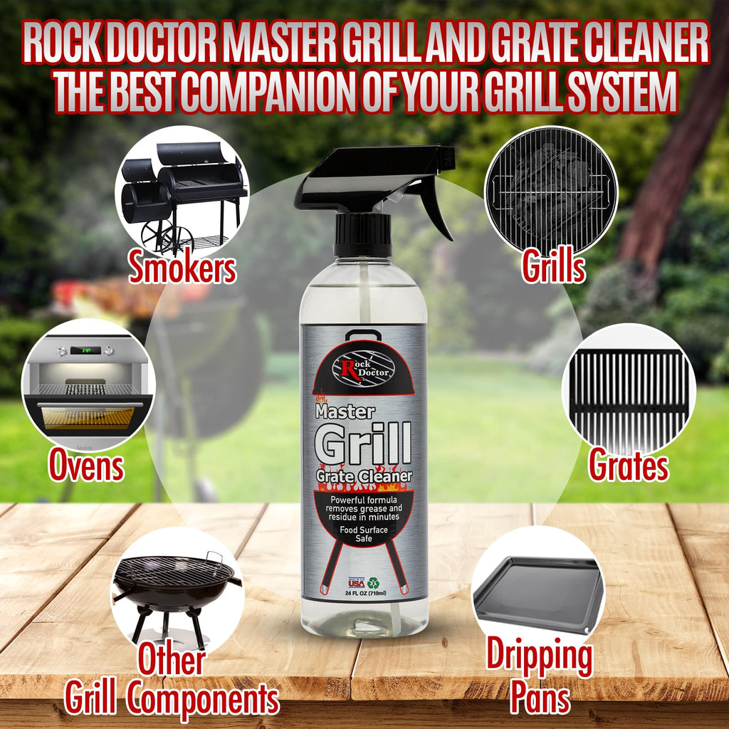 Rock Doctor Grill & Grate Cleaner 24oz. 2-Pk Food Surface Safe, Powerful Foaming Action, No Fumes, Fast Acting Formula Removes Grease, Grime