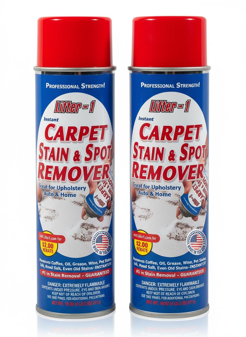 LIFTER-1 Carpet Spot Remover, Stain and Red Wine Remover and Spot Treatment for Oil, Grease, Urine, Cleaning Performance for Rugs, Upholstery, Fabrics. Pack of 2