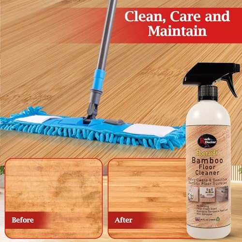 Rock Doctor Flooraid+ Bamboo Floor Cleaner Spray, 2 Pack, Heavy Duty Non Abrasive Cleaning Solution for Hard Floors, Counters, and Surfaces, Rinse Free