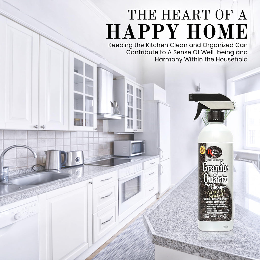 Rock Doctor Granite and Quartz Cleaner kit 64oz and 24oz. Cleans Tile, Marble, Kitchen Countertop, and Natural Stone Surfaces, Streak-Free Shine