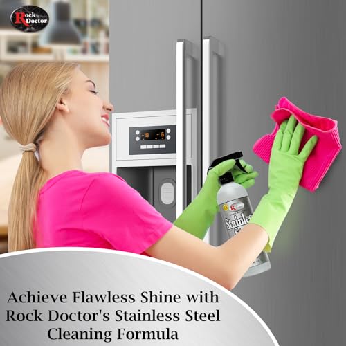 Rock Doctor Stainless Steel Cleaner and Protectant, Streak-Free Cleaning Solution for Chrome and Aluminum Appliances or Surfaces, Smudge Resistant Shine, 24 oz. Spray Bottle (6)