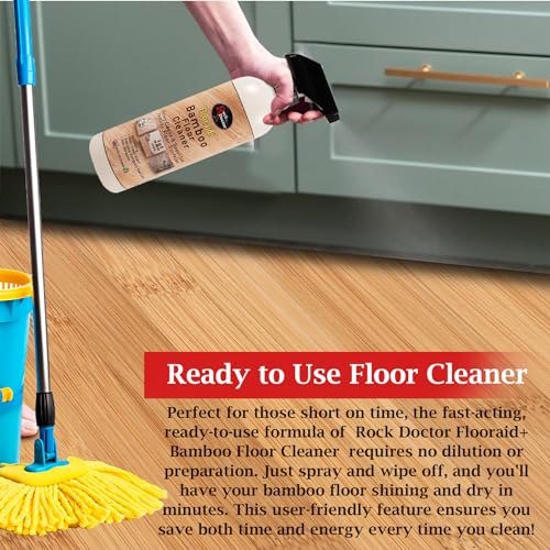 Rock Doctor Flooraid+ Bamboo Floor Cleaner Spray, 2 Pack, Heavy Duty Non Abrasive Cleaning Solution for Hard Floors, Counters, and Surfaces, Rinse Free