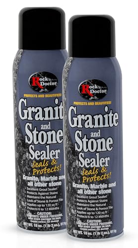 Rock Doctor Granite Sealer for Marble, Stone, and Tile Countertops, Vibrant Shine with Stain Resistant Moisture Protection, Interior and Exterior Use, Pack of 2