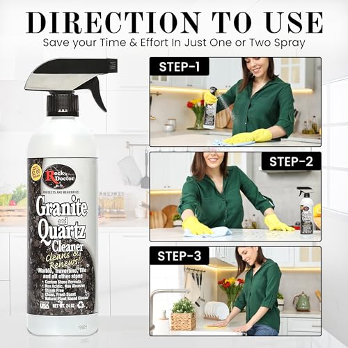 Rock Doctor Granite and Quartz Cleaner 64oz. Cleans Tile, Marble, Kitchen Countertop, and Natural Stone Surfaces, Streak-Free Shine Pack of 1