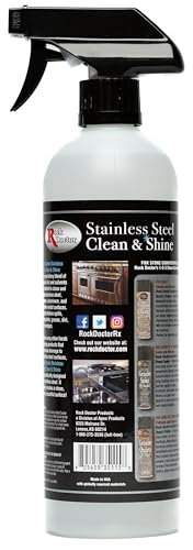 Rock Doctor Stainless Steel Cleaner and Protectant, Streak-Free Cleaning Solution for Chrome and Aluminum Appliances or Surfaces, Smudge Resistant Shine, 24 oz. Spray Bottle (6)