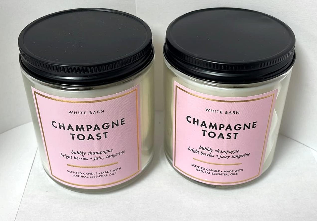 White Barn - Bath & Body Works - Champagne Toast - Single Wick Scented Candle with Essential Oils 7 oz / 198 g Each Pack of 2