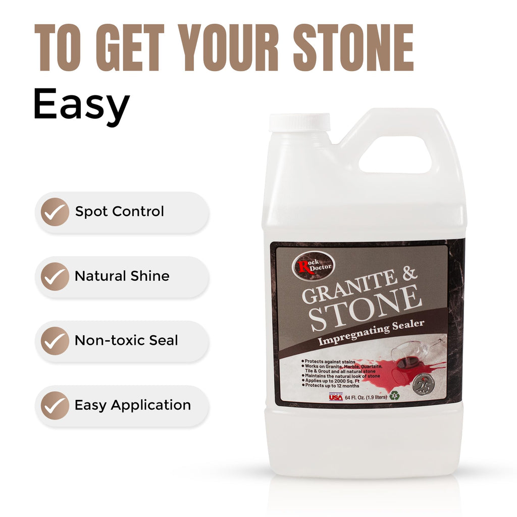 Rock Doctor Granite & Stone Impregnating Sealer – 64 oz | Stain Protection for Granite, Marble, Quartzite, Tile, Grout & Natural Stone | Covers 2000 Sq Ft | Indoor/Outdoor Use | Made in USA