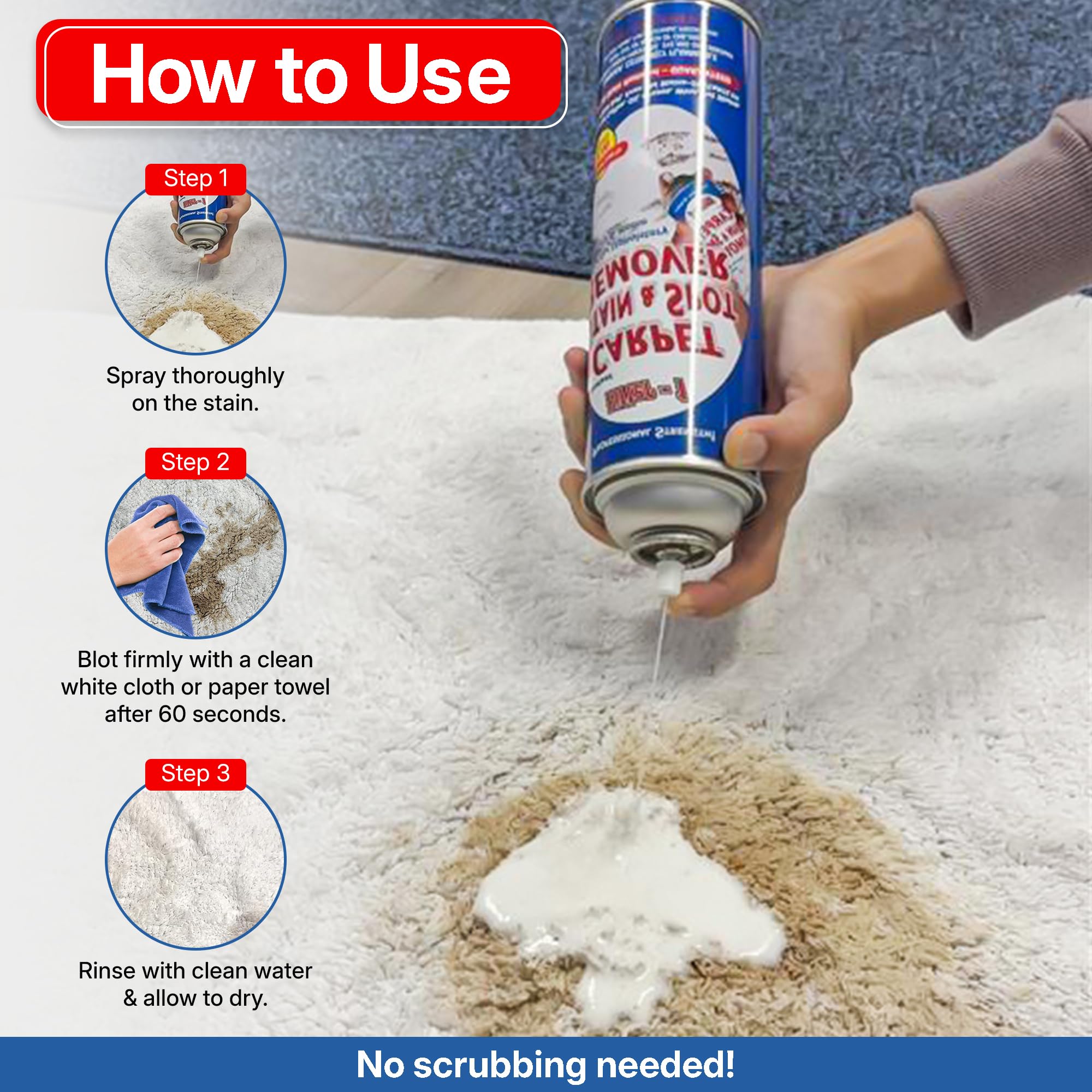LIFTER-1 Carpet Spot Remover, Stain and Red Wine Remover and Spot Treatment for Oil, Grease, Urine, Cleaning Performance for Rugs, Upholstery, Fabrics. 18 Fl oz Pack of 1