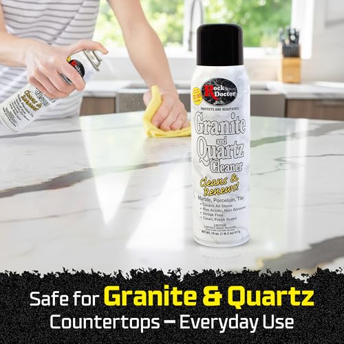 Rock Doctor Granite & Quartz Cleaner Spray 18 oz. Can, Cleans Tile, Marble, Kitchen Countertop, and Natural Stone Surfaces, Streak-Free Shine - Pack of 4